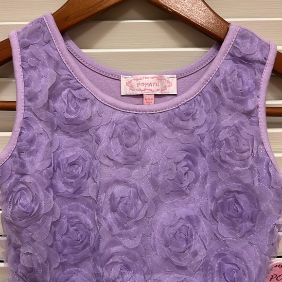 Popatu Girls Floral Sleeveless Fit and Flare Dress in Purple. - Picture 4 of 14